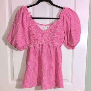 Pink Gingham Women's Top